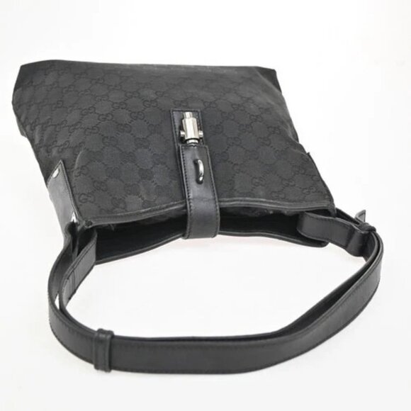 GUCCI GG Pattern Jackie Shoulder Hobo Bag Canvas Leather Black Italy 04DA282 - Picture 5 of 16